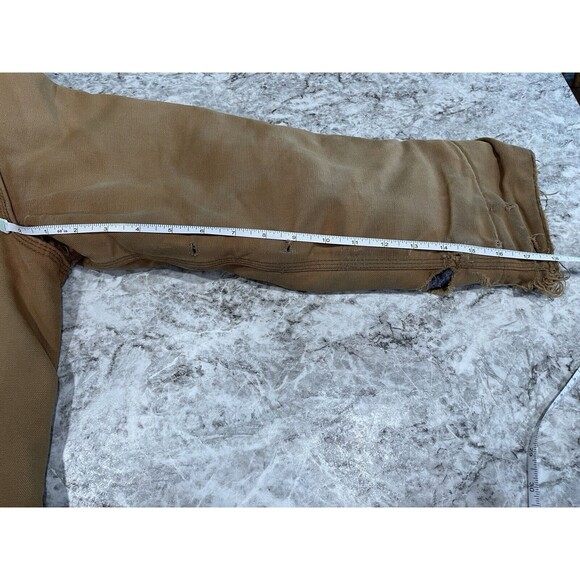 Vintage Carhartt Tan Button Mens 42 Duck Canvas Chore Jacket Blanket Lined USA - Picture 10 of 14